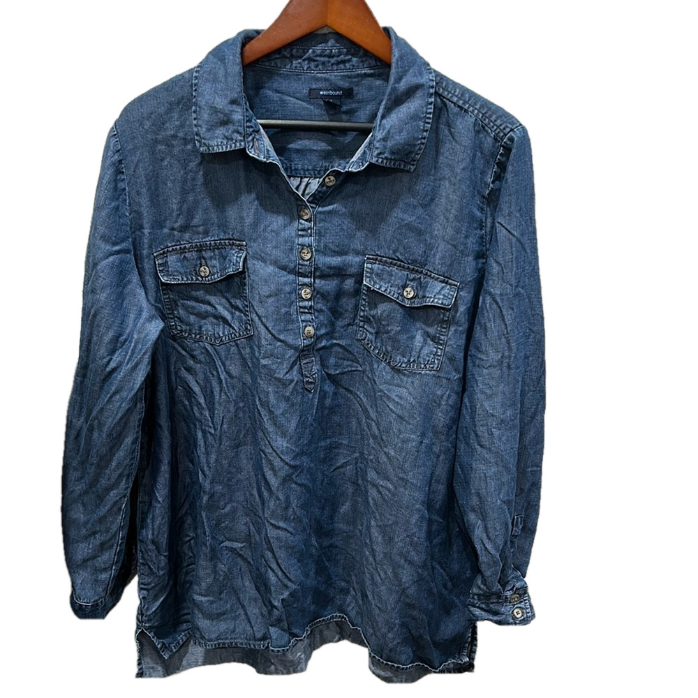 Westbound blue Jean long sleeve blouse size XL GUC..
